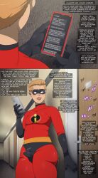 1boy big_ass_(male) bully bullying contingency curvy_male dash_parr english_text erection erection_under_clothes femboy male_only small_penis smooth_skin tagme text the_incredibles voyeur wide_hips