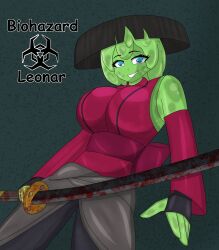 biohazardleonar female female_focus female_only katana midori_gel monster_girl samurai slime slime_girl