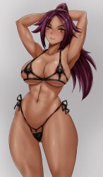 bikini bleach female_only kunanstudio shihouin_yoruichi swimsuit thelorope