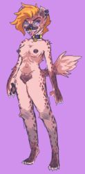 anthro collar eyewear female fur glasses hyaenid liliapip mammal nipple_piercing nipples nude piercing seylahn solo spotted_hyena