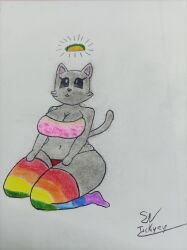 big_ass big_breasts big_butt big_legs cat_ears cute feline long_socks nyan_cat rainbow_socks thick thick_ass thong tickyey