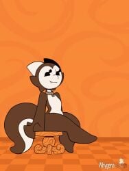 2d animated anthro casual dildo dildo_sitting evelyn_(whygena) furry furry_ears furry_tail mp4 no_sound orange_background sex_toy video whygena