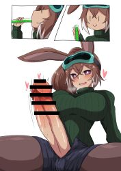 1futa 2022 animal_ears balls bar_censor big_balls big_breasts breasts brown_hair bunny_ears bunny_girl censored clothed clothing drinking erection female_to_futa futa_only futanari futanari_transformation goggles huge_cock humanoid humanoid_penis implied_transformation katuragi0209 kemonomimi light-skinned_futanari light_skin long_hair mostly_clothed penis penis_out potion short_shorts shorts sitting solo spread_legs sweater turtleneck