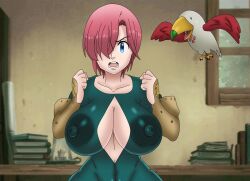 1girls big_breasts blue_eyes chimeraindura cleavage elizabeth_liones exposed_nipples leo008 liz_(nanatsu_no_taizai) looking_at_viewer nanatsu_no_taizai nipples red_hair short_hair sole_female thin_waist