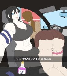 1futa 1girls abs after_transformation asian asian_futanari ass athorment athorment_oc balisk_oc bent_over big_penis black_hair bottomless bottomless_female brown_hair bulge bulge_through_clothing caption car celestina_(balisk) cleavage clothed clothing condom_wrapper duo english_text female female_on_futa fully_clothed futa_with_female futanari futanari_transformation futanarization gabriela_(athorment) he_wants_to_order heterochromia imminent_sex inside_car interracial intersex light-skinned_female light-skinned_futanari light_skin long_hair looking_at_camera looking_at_viewer meme mostly_clothed muscular_futanari ponytail potion potion_bottle selfie sex_toy she_wants_to_order snapchat tagme tattoo tattooed_arm text thighs vibrator vibrator_in_pussy