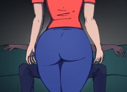 1boy 1boy1girl 1girls 2022 adult_swim ass back_view beth_smith big_ass clothed clothing color diklonius female fully_clothed huge_butt incest male milf morty_smith mother_and_son partial_male red_shirt rick_and_morty sketch wide_hips