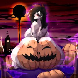 ass big_ass bottom_heavy dumptruck_ass female giant_ass gigantic_ass goth halloween huge_ass looking_back okioppai pandora_(okioppai) pumpkin_butt