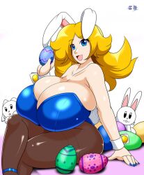 1girls 2015 big_breasts blonde_hair blue_eyes blue_fingernails breasts breasts_bigger_than_head brittany_(speeds) bunny_ears cleavage easter easter_egg female female_only huge_breasts overflowing_breasts playboy_bunny solo solo_female speeds