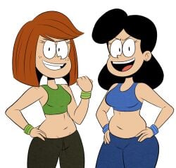 2019 2girls aged_up auburn_hair bare_shoulders belly black_hair blue_tank_top breasts chubby clothed clothing ear_piercing earrings eyebrows eyelashes fist_pump freckles green_tank_top looking_at_viewer lucy_van_pelt navel older open_mouth peanuts peanuts_worldwide_llc peppermint_patty piercing pudgy_belly red_hair scobionicle99 simple_background sleeveless slightly_chubby smile tank_top teeth tomboy tongue white_background wildbrain