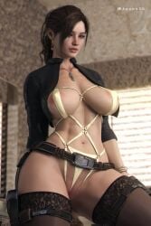 1girls 3d apone3d brown_hair casual claire_redfield female female_only large_breasts light-skinned_female light_skin micro_bikini micro_g-string micro_panties micro_thong outerwear pale_skin public resident_evil resident_evil_2 resident_evil_2_remake shaved_pussy sling_bikini solo solo_female swimwear thong thong_panties thong_underwear underwear voluptuous wristwear