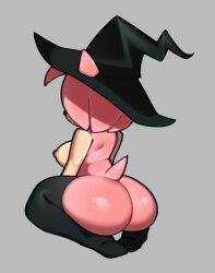 amy_rose anthro ass big_ass breasts female fiinel furry hedgehog kneeling sega sonic_(series) sonic_the_hedgehog_(series) thighhighs witch_hat