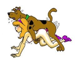 breasts canid canine canis daphne_blake dennis_clark domestic_dog duo erection female feral genitals great_dane hanna-barbera helix human interspecies male male_penetrating mammal mastiff molosser nude penetration penis scooby-doo scooby-doo_(character) sex simple_background straight zoophilia