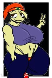 anthro anthro_only big_breasts black_background breasts clothed clothed_female clothing color colored female female_only furry furry_female furry_only kingretrokirby nanaon-sha parappa parappa_the_rapper playstation rule_63 solo solo_anthro solo_female sony_interactive_entertainment tagme twitter_link white_border