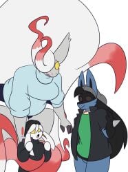 big_breasts breasts dani_(dewwydartz) dart(dewwydartz) dd_(dewwydartz) dewwydartz female hisuian_zoroark lucario pokemon pokemon_(species) raboot zoroark