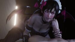 1boy 1girls 3d alternate_costume animated athletic_female black_hair cleavage clothed_female_nude_male demon_girl demon_tail demon_wings female female_focus final_fantasy final_fantasy_xv handjob heart-shaped_pupils hi_res high_resolution highres human iris_amicitia lazyprocrastinator light-skinned_female light-skinned_male light_skin looking_at_viewer male male_pov no_sound oral penis pov short_hair shorter_than_30_seconds square_enix stealth_sex succubus tagme tail teenage_girl teenager thick_thighs uncensored video wings