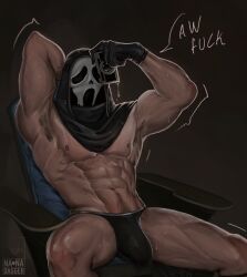 1boy armpit_hair armpits bulge ghost_face ghostface male male_only mask masked masked_male muscle muscular nanadagger thighs underwear