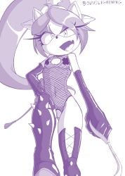 boundlightning dominatrix elbow_gloves femdom fishnets flat_chest holding_riding_crop latex_gloves latex_thighhighs leash leashed_pov looking_at_viewer pov pussy riding_crop sonic_(series) star_the_spineless_hedgehog taped_nipples thigh_boots