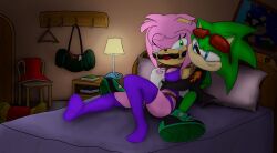 amy_rose animal_ears animal_pussy anthro arms_behind_back arms_tied_behind_back ass balls bedroom big_breasts bikini blue_eyes blush bondage boobs bound bound_to_bed bra breasts crotch_rope crying cute darkman-zero deviantart evil_smile gag gagged gloves green_eyes groan grope groping groping_breasts helpless inkbunny kidnapped legs looking_back male/female moaning muffled open_mouth panties purple_bikini purple_underwear pussy ring_gag rope rope_bondage scourge_the_hedgehog sitting_on_bed socks sonic_(series) struggling tail thick_arms thick_ass thick_balls thick_body thick_breasts thick_female thick_legs thick_pussy thick_tail tied_arms tied_to_bed tied_up underwear