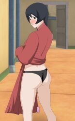 1girls bare_legs black_eyes black_hair black_panties blush boruto:_naruto_next_generations clothing clothing_lift dress dress_lift embarrassed female female_only from_behind hallway indoors kurotsuchi lifted_by_self mature mature_female naruto naruto_(series) panties presenting presenting_ass presenting_hindquarters rantuahelax red_dress sex_toy short_hair single_sleeve solo solo_focus tsuchikage underwear vibrator vibrator_under_panties wet wet_pussy