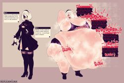 1girls android arms_behind_head bbw belly belly_button big_belly big_breasts blindfold boob_window bra breasts burp burping chubby_female clothed fat female headband mofuuwafuwa nier nier:_automata nier_(series) overweight red_eyes ripped_clothing square_enix sweat tongue tongue_out weight_gain white_hair yorha_2b