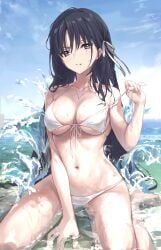 1girls artist_request big_breasts black_hair breasts classroom_of_the_elite female female_only females_only hair horikita_suzune looking_at_viewer mouth mouth_open open_mouth smile smiley_face smiling smiling_at_viewer water youkoso_jitsuryoku_shijou_shugi_no_kyoushitsu_e