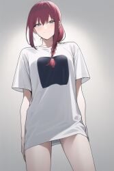 1girls ai_generated bare_legs braided_ponytail chainsaw_man large_shirt looking_at_viewer makima_(chainsaw_man) mappa nai_diffusion no_panties oversized_clothes oversized_shirt pajamas red_hair shounen_jump solo_female stable_diffusion tagme thighs