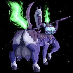 absurd_res animal_genitalia animal_pussy anus armor ass big_breasts big_crotchboobs bikini_armor blue_body blue_skin bodily_fluids breasts centaur crotchboobs detachable detachable_head dullahan equid equid_taur equine_pussy female fur genitals hair hi_res huge_breasts humanoid_taur lactating lukaerd mammal mammal_taur melee_weapon nipple_piercing nipple_slip nipples piercing polearm presenting presenting_hindquarters puffy_anus pussy scythe solo solo_focus taur unconvincing_armor undead weapon white_body white_fur white_hair