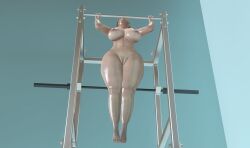 ass ass big_ass big_breasts big_breasts big_butt breasts breasts curvy female gym legs natsa oil oiled oiled_skin pull_ups pussy thighs training wet workout