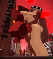 3d building city fire futanari giantess goolba hellcrazed huge_breasts kayla_(minecraft) kellyss macro mine-imator minecraft sex size_difference