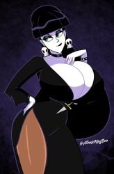 1girls artist_name ass atomickingboo big_breasts black_hair black_lipstick breasts bust busty costume curvaceous curvy curvy_figure dark_hair digital_drawing_(artwork) digital_media_(artwork) elvira:_mistress_of_the_dark elvira_(cosplay) eyebrows eyelashes eyes female female_focus goth goth_girl green_eyes hair halloween halloween_costume hips hourglass_figure huge_breasts large_breasts legs light-skinned_female light_skin lindel_dollice_quilten lips lipstick long_hair original original_character pale-skinned_female pale_skin thick_legs thick_thighs thighs top_heavy upper_body voluptuous wide_hips