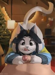 amawdz ambiguous_gender annoying_dog_(undertale) anthro ass_up black_eyes black_hair bodily_fluids christmas_tree clothed clothing conditional_dnp detailed_background drooling duo female_focus first_person_view foreskin fur genitals hair holidays human human_on_anthro humanoid_genitalia humanoid_penis inside interspecies licking licking_lips looking_at_genitalia looking_at_penis lying male male/ambiguous male_pov partially_retracted_foreskin penis plant pov saliva saliva_on_penis saliva_on_tongue saliva_string solo_focus sweat temmie temmie_(undertale) tongue tongue_out topwear tree undertale undertale_(series) video_games white_body white_fur white_sclera white_skin