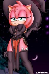 2022 amy_rose anthro female female_focus fur furry halloween halloween_costume hedgehog monsterart pink_fur pinup pinup_pose sega sonic_(series) sonic_the_hedgehog_(series) tagme witch witch_hat