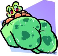 amphibian ass chubby fat feelingdrowzy femboy feminine_male frog girly hops_(feelingdrowzy) hyper hyper_ass scalie slimey slimy sweat sweater sweaty sweaty_body toony