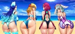 4girls ass bare_hips beach bent_over big_ass big_breasts big_butt black_swimsuit blonde_hair blue_hair blush breasts brighid_(xenoblade) cameltoe cleft_of_venus competition_swimsuit curvy dat_ass dimples_of_venus edit edited embarrassed eyes_closed female female_focus female_only fiery_hair fiora_(xenoblade) fire grey_hair huge_ass huge_breasts huge_butt large_ass large_breasts large_butt long_hair looking_at_viewer medium_hair melia_antiqua multicolored_hair multiple_girls nintendo ocean one-piece_swimsuit onomeshin plump presenting_hindquarters purple_hair pyra_(pro_swimmer)_(xenoblade) pyra_(xenoblade) red_eyes red_hair revealing_clothes sand sea seaside short_hair silver_hair swimsuit thick_thighs thighhighs third-party_edit tiara vermadis2x voluptuous water wide_hips xenoblade_(series) xenoblade_chronicles xenoblade_chronicles_(series) xenoblade_chronicles_2