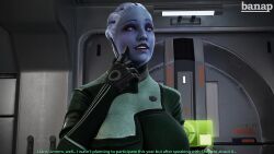 1futa 3d 3d_(artwork) alien_girl asari asari_futanari banap blender blender_(software) blue_skin comic english_text futa_only futanari liara_t'soni mass_effect no_nut_november sci-fi science_fiction smile solo tagme text thinking