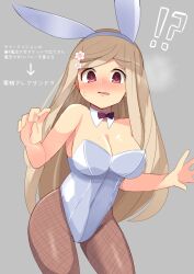 1girls alexandra_kurusu blonde_hair bunny_costume bunny_ears bunny_girl bunnygirl bunnysuit erect_nipples feet_out_of_frame female female_only fingers flower flower_in_hair hands human kurusu_alexandra long_hair magia_record:_mahou_shoujo_madoka_magica_gaiden magical_girl mahou_shoujo_madoka_magica mikagami_jun panties pantyhose red_eyes seductive solo teenager very_long_hair white_skin young younger_female