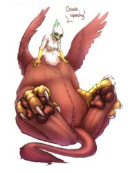 4_toes 5_fingers absurd_res anthro avian avian_taur beak bird_feet breasts brown_body brown_feathers brown_fur brown_pawpads claws digital_media_(artwork) feathered_wings feathers feet female fingers foot_fetish friendship_is_magic fur genitals green_nipples greta_(mlp) gryphon gryphon_taur hasbro hi_res humanoid_hands impostor-ifa my_little_pony mythological_avian mythology navel nipples nude open_mouth pawpads paws plump_labia pussy small_breasts solo tail_tuft taur toe_claws toes tuft wings