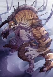 absurd_res animal_genitalia animal_penis anthro behemoth felid final_fantasy genitals hi_res hybrid male male_only mammal mcmadmissile muscular muscular_male pantherine penis solo square_enix tiger video_games