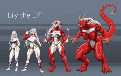 anthro ass_expansion beast breast_expansion corruption einom elf_female female hair_growth huge_ass huge_breasts identity_death monster_girl muscle_growth skin_color_change thick_thighs thigh_expansion transformation transformation_sequence wide_hips