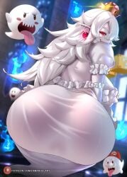 1girls 2020s 2022 ass ass_in_dress big_ass boo_(mario) boo_mario boosette bubble_butt enmanuelart20 female huge_ass long_hair looking_at_viewer mario mario_(series) new_super_mario_bros._u_deluxe super_crown super_mario_galaxy tagme