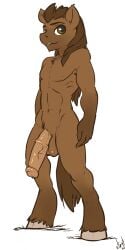 1boy anthro atryl balls dark-skinned_male dark_skin equid equine genitals horse ian_porter male male_only mammal nude nude_male penis simple_background solid_color_background solo standing white_background