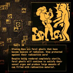 1girls blonde_hair bob_cut english english_text fallout fallout_new_vegas feral_ghoul_(fallout) gameplay_mechanics ghoul jumpsuit mob_face short_hair tagme vault_dweller vault_girl vault_meat vault_suit zoquete