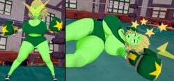 albyon boxing boxing_gloves boxing_ring defeated dizzy gloves green_boxing_gloves green_eyes green_gloves green_skin humiliation instant_loss_2koma knocked_out peridot_(steven_universe) seeing_stars steven_universe