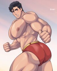 1boy ass bara bara_tits big_pecs briefs briefs_only bubble_butt clark_kent dc dc_comics ignoet male male_only muscular red_briefs red_underwear slutboy solo superman superman_(series) underwear underwear_only