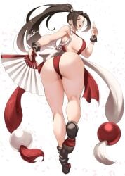 1girls absurd_res anagumasan ass breasts brown_eyes brown_hair fatal_fury female female_only hi_res king_of_fighters large_breasts looking_at_viewer looking_back mai_shiranui sideboob snk solo thighs