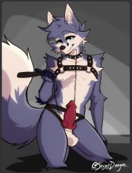 anthro balls bondage bondage bound canid canine canis collar genitals leash male male/male mammal penis secretdwagon solo spikes wolf