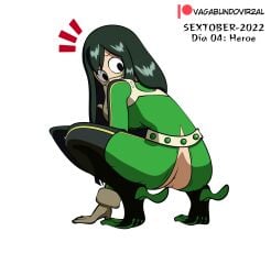 bodysuit butthole hero_outfit_(mha) my_hero_academia pussy tagme torn_clothes tsuyu_asui vagabundovir2al_(art)