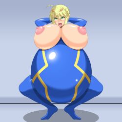 1girls areolae armwear artoria_pendragon artoria_pendragon_(lancer) belly_expansion big_belly big_breasts big_thighs blonde_hair blush breast_expansion breasts busty enormous_belly enormous_breasts expansion fate/grand_order fate_(series) female female_only genzaburoh giant_belly giant_breasts gigantic_belly gigantic_breasts green_eyes hands_behind_head huge_areolae huge_belly huge_breasts huge_thighs hyper_belly hyper_breasts large_areolae large_belly large_breasts large_thighs legwear massive_belly massive_breasts nipples thick_thighs thighs tongue tongue_out