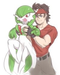 . 1boy 1girls edit edited female_gardevoir gardevoir grabbing_breasts grabbing_from_behind groping_breasts large_breasts mystical plantpenetrator pokemon pokemon_(species) red_eyes smaller_female