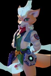 anthro canid canine dragoon343 fondling_penis forced fox fox_mccloud genitals girly hands_behind_back humanoid_genitalia male mammal nintendo penis restrained_arms star_fox video_games